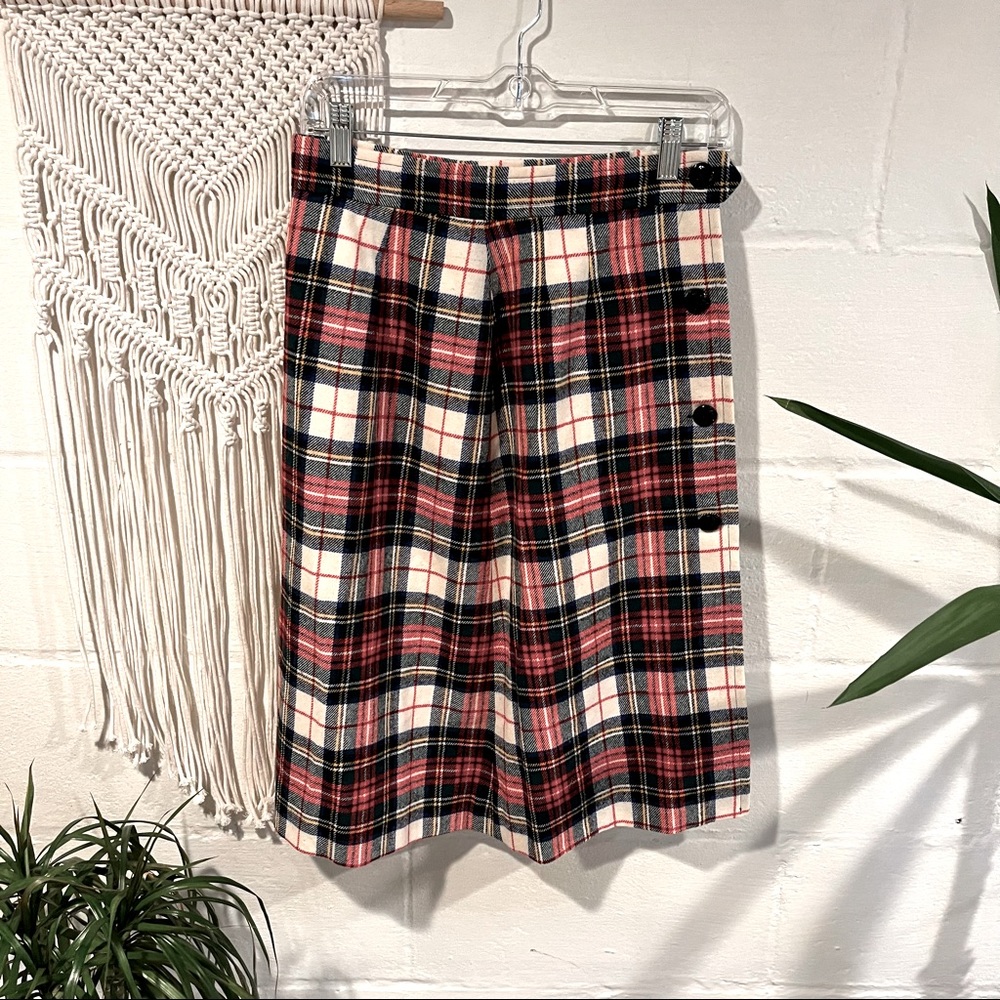 Pendleton / women's wool wrap plaid skirt